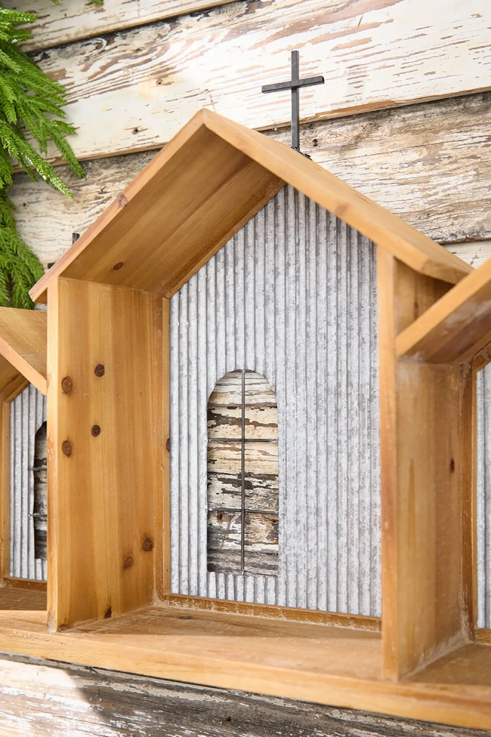 20” x 29” Rustic Wood & Metal Creche