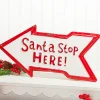 17" x 9" Santa Stop Here Metal Sign