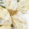 22” x 14" Sheer Glitter Poinsettia Stem - Champagne