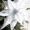 31” x 17" Silver & White Sequin Glitter Poinsettia