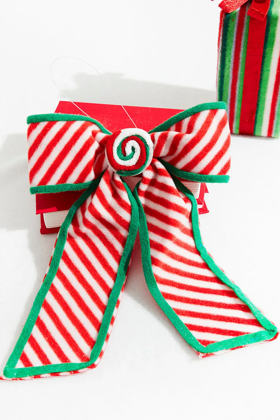 11” x 9” Stripe Bow Ornament