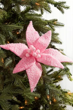 20” x 12" Sugared Cotton Candy Poinsettia Stem