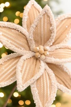 20" x 12.5" Taupe Frosted Poinsettia Stem