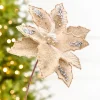 19" x 12" Taupe & Platinum Poinsettia Stem