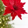 19” x 13.5" Velvet Glitter Poinsettia Stem