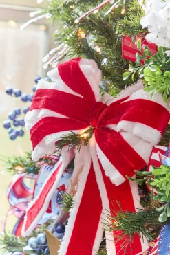 16" x 10” Velvet Ice Fur Double Bow Ornament