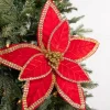 24” x 12" Velvet Jewel Edge Gold Trim Poinsettia Stem