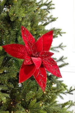 20" x 15" Velvet Jewel Poinsettia Stem