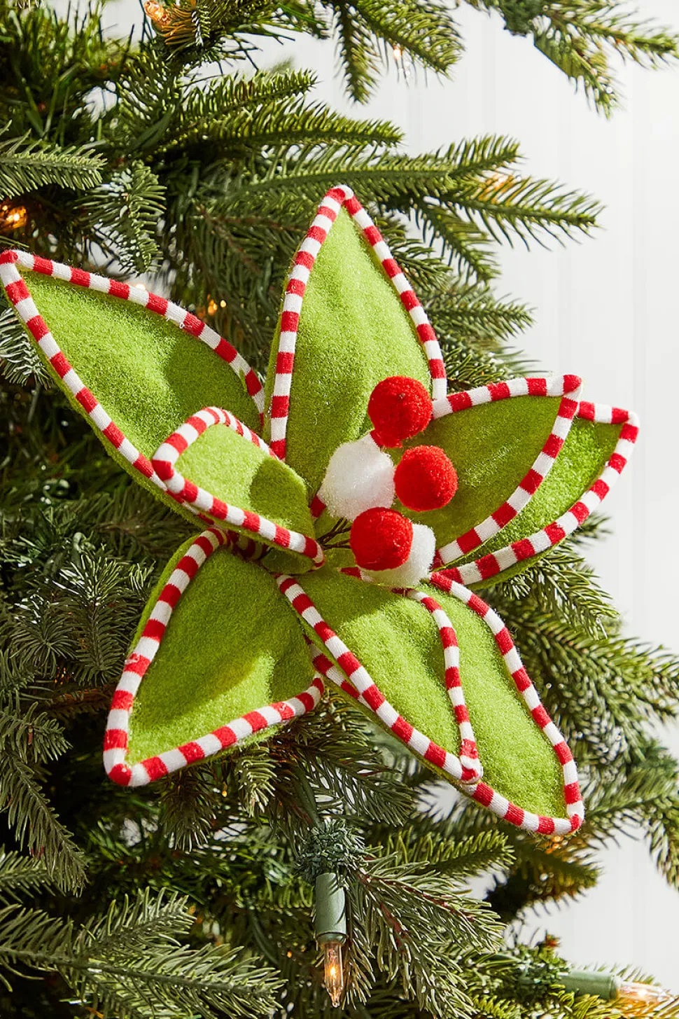 11” x 11" Velvet Peppermint Edge Poinsettia Pick