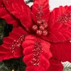 24” x 12.5" Velvet Sequin Stripe Poinsettia Stem