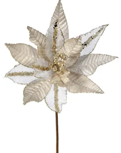 20” x 13" Velvet Sheer Blush Poinsettia Stem