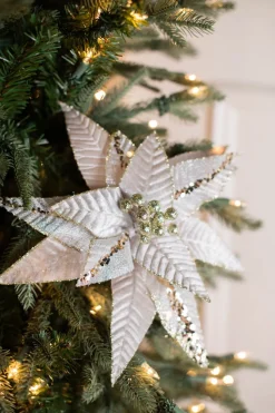 20” x 13" Velvet Sheer Blush Poinsettia Stem