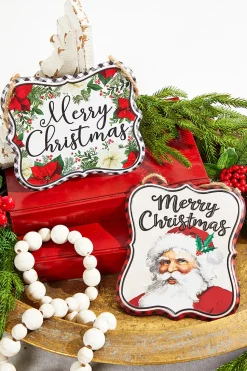 7" x 6" Vintage Christmas Embossed Sign