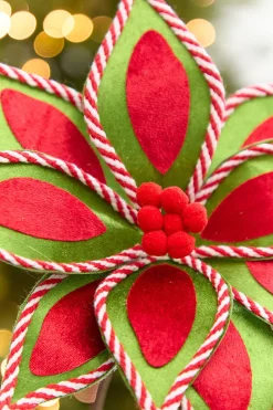 20" x 11.5" Whimsical Red & Green Poinsettia Stem