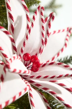 19" x 12" White and Red Poinsettia Stem