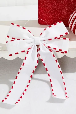 13.5" x 9" White Bow Ornament