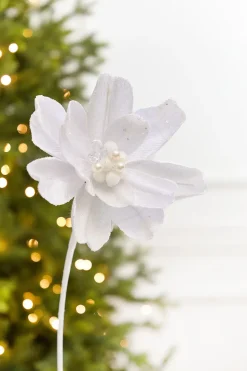 18" x 9.5" White Jewel Magnolia Stem