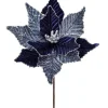 24” x 13" Winters Night Navy Poinsettia Stem