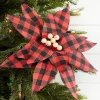 22” x 13" Wood Bead Buffalo Check Poinsettia Stem