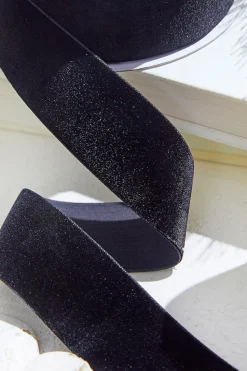 1.5" x 10 Yard Black Unwired Velvet Ribbon