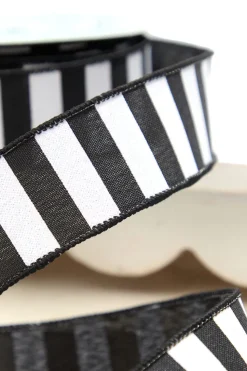 1.5" x 10 Yard Black & White Halloween Stripe Ribbon