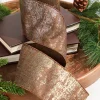 4" x 5 Yard Brown Jacquard Dupioni Ribbon