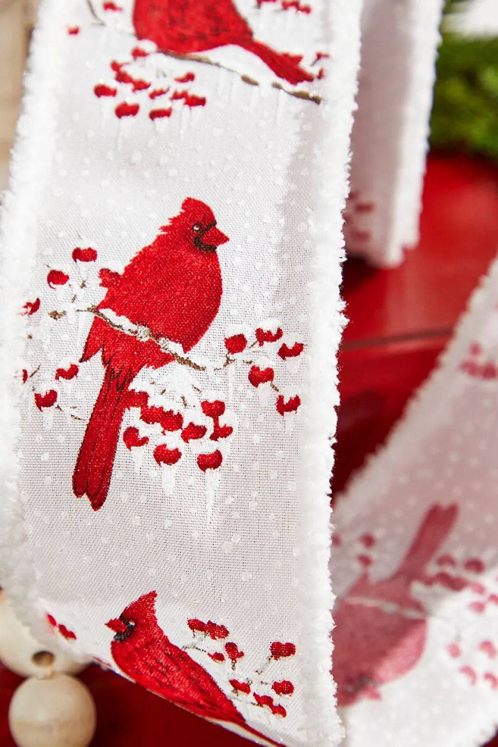 2.5" x 10 Yard Cardinal/Branch/Berry/Drift - White and Red