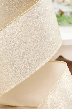 4" x 10 Yard Champagne Shimmer Glitter Ribbon