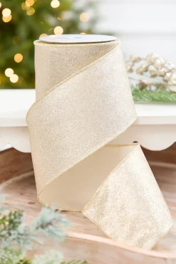 4" x 10 Yard Champagne Shimmer Glitter Ribbon
