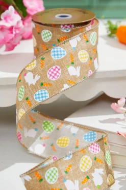 2.5" x 10 Yard Dark Canvas Rabbit Eggs Ribbon