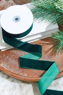 1.5" x 10 Yard Dark Green Unwired Velvet Ribbon