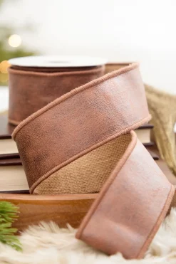 2.5" x 5 Yard Faux Leather & Jute Ribbon