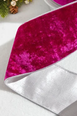 4” x 10 Yard Fuchsia Crown Velvet Metallic Back Ribbon