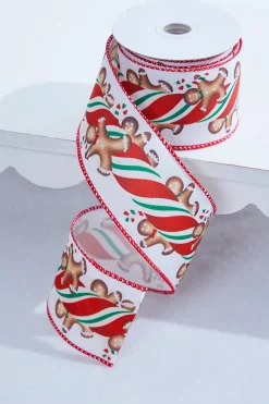 2.5" x 10 Yard Gingerbread Man Wired Ribbon