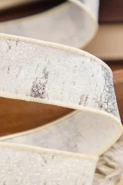 1.5" x 10 Yard Glitter Birch Bark On Cotton Ribbon