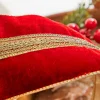 4” x 5 Yard Gold Braid Trim Velvet Gold Back Wired Ribbon - Red/Gold