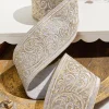4" x 5 Yard Gold Embroidered Silver Velvet Ribbon
