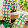 2.5" x 10 Yard Gold, Green & Purple Diamond Patterned Ribbon