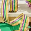 1.5" x 10 Yard Gold Green Purple Striped Ribbon