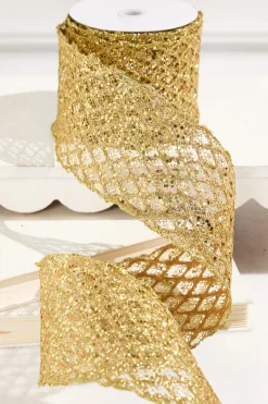 4" x 10 Yard Gold Mesh Wired Ribbon
