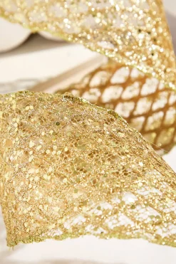 4" x 10 Yard Gold Mesh Wired Ribbon