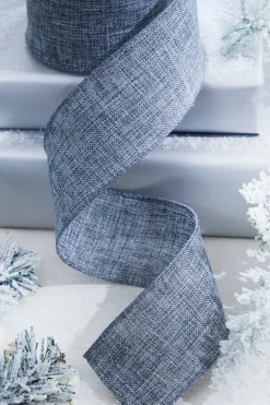 2.5" x 10 Yard Gray Linen Wired Ribbon