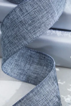 2.5" x 10 Yard Gray Linen Wired Ribbon