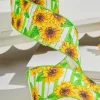 2.5" x 10 Yard Green Sunflower Ribbon