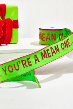 2.5" x 10 Yard Green With Red Trim "You're A Mean One"