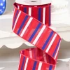 2.5" x 10 Yard Horizontal Stripe Red, White & Blue Ribbon