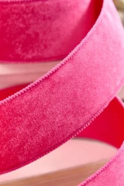 2.5" x 10 Yard Hot Pink Velvet with Satin Backing Ribbon