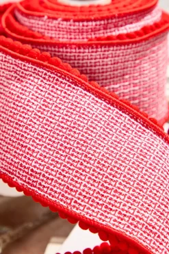 4” x 5 Yard Houndstooth Pom Pom Trim Ribbon