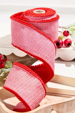 4” x 5 Yard Houndstooth Pom Pom Trim Ribbon