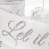 4" x 5 Yard Let It Snow White Embroidered Ribbon